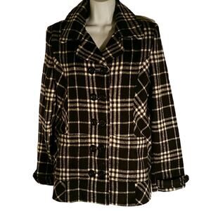 Nexus Black Plaid Polyester Wool Blazer. M